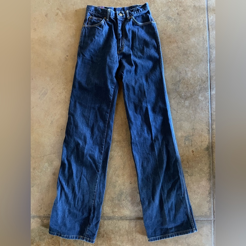 Vintage 70s Landlubber indigo blue dark wash slight flare denim jeans xs